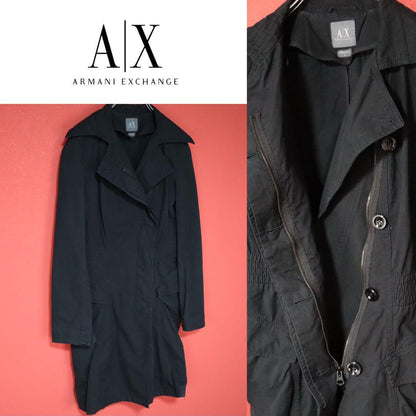 Armani Exchange Zip Design Long Coat Black Size S