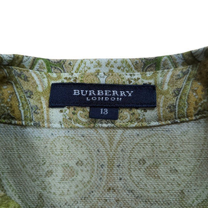 BURBERRY LONDON Paisley Linen Blend S/S Shirt Green Size 13