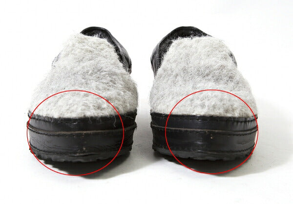 Y's Haircalf Shaggy Slip-Ons Black Gray Size 23.5CM