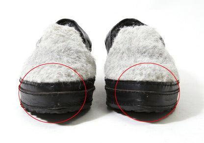 Y's Haircalf Shaggy Slip-Ons Black Gray Size 23.5CM