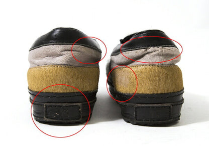 Y's Haircalf Shaggy Slip-Ons Black Gray Size 23.5CM