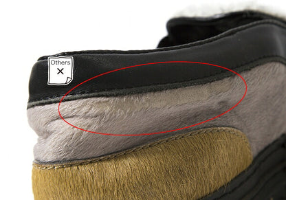 Y's Haircalf Shaggy Slip-Ons Black Gray Size 23.5CM