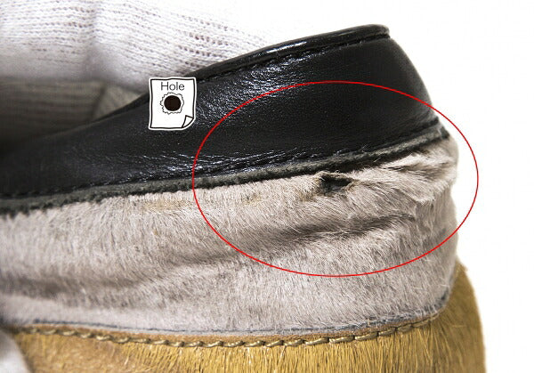 Y's Haircalf Shaggy Slip-Ons Black Gray Size 23.5CM