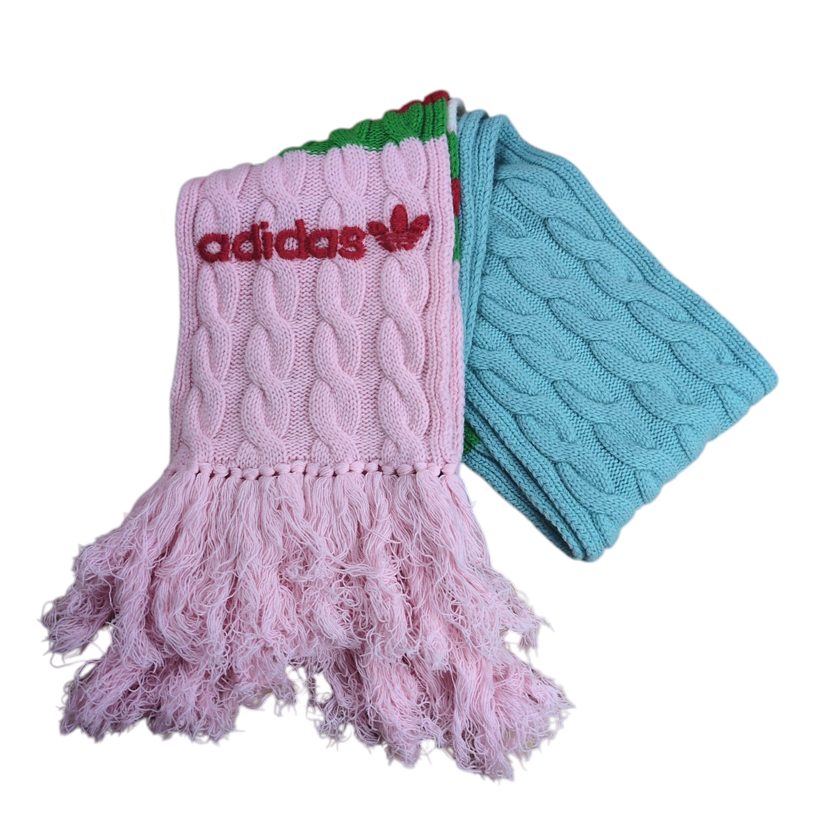 GUCCI x adidas Sherry Line Cable Knit Fringe Scarf Pink