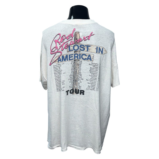 ROD STEWART 80s Vintage 1989 "Lost in Tour T-Shirt Size XL