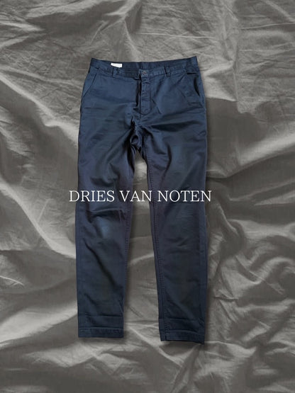 DRIES VAN NOTEN Cotton Deformed Back Rise Pants Navy Size M