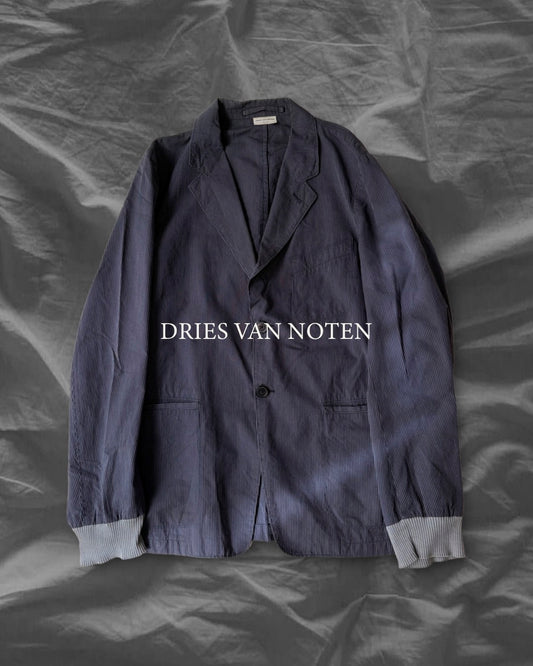 DRIES VAN NOTEN SS09 Cotton Silk Blazer Navy Size 44