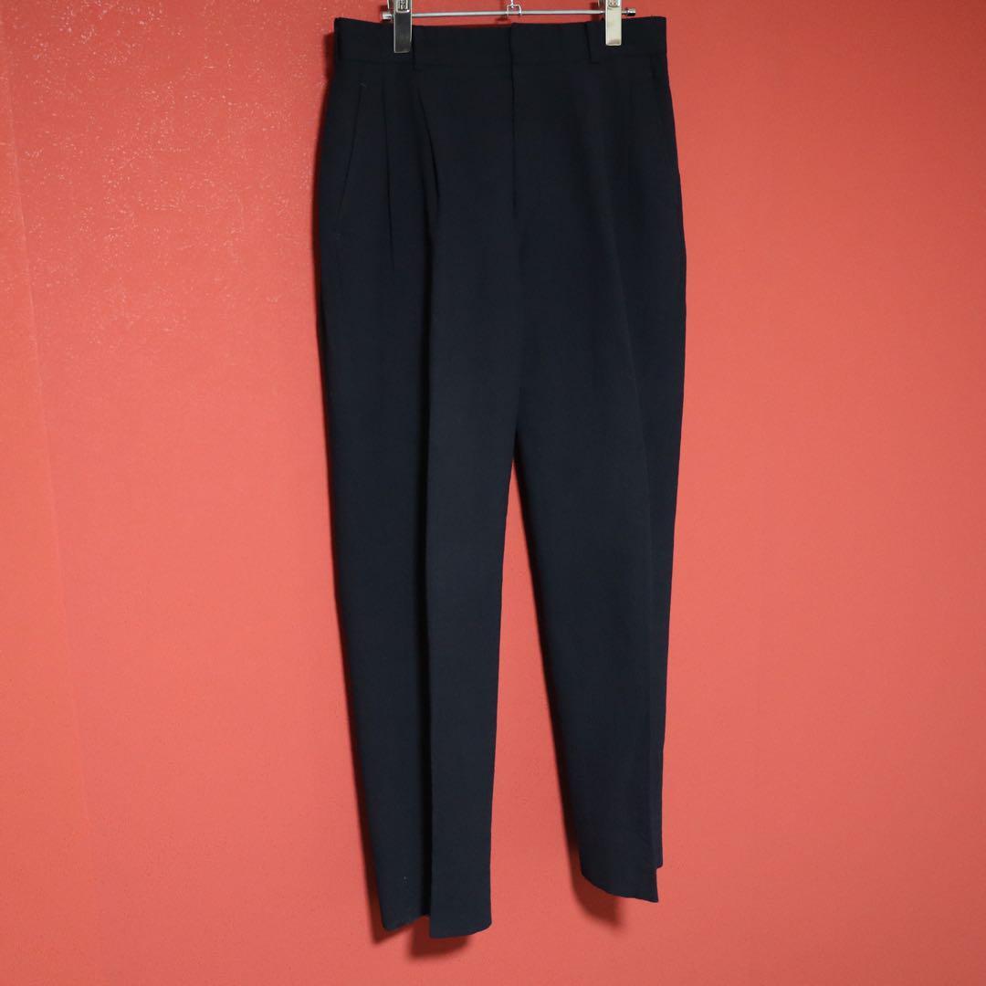 Issey Miyake Two-Pleat Wool Wide Slacks Blue Size 77