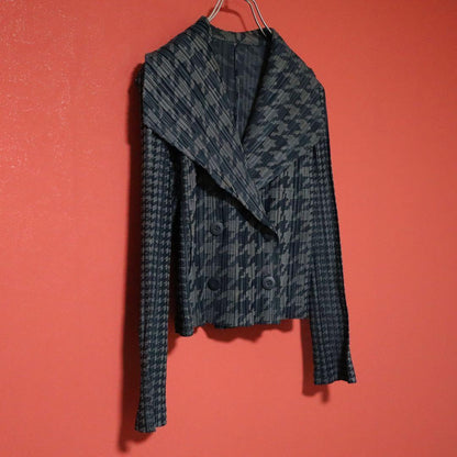PLEATS PLEASE 15AW Gray Houndstooth Breasted P-Coat Size 3