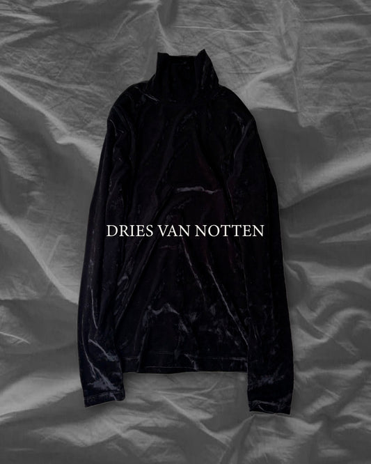 DRIES VAN NOTEN 10AW Velvet Turtleneck Black Size XS