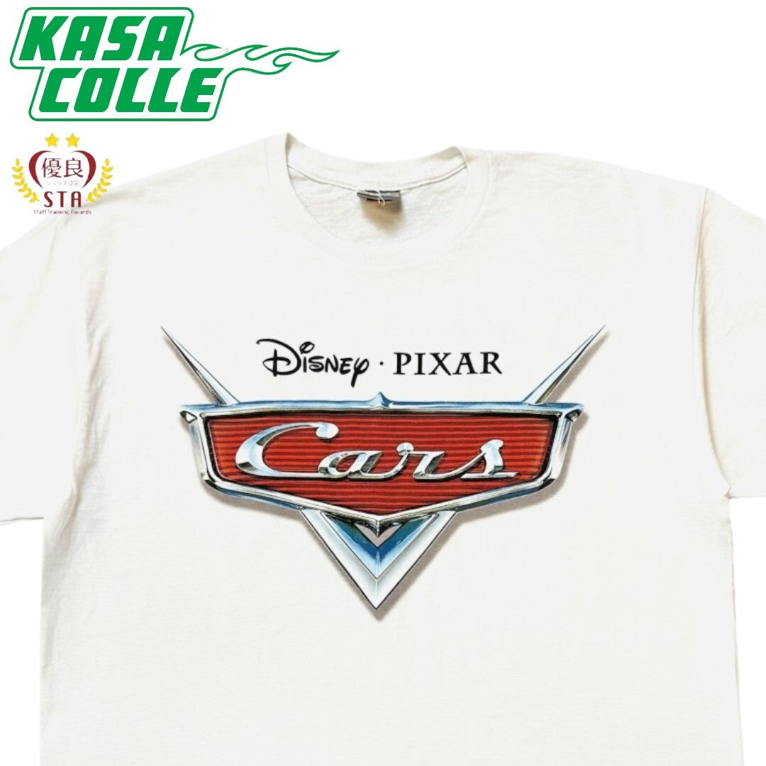 Disney Pixar CARS Movie Logo White T-Shirt Size L