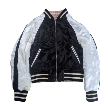 Miu Miu MIU Logo Reversible Rayon Souvenir Jacket Size 36