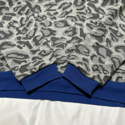 FACTOTUM Gray Wool Leopard Print Pullover Hoodie Size 44