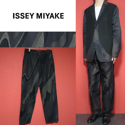 Issey Miyake Marbled Allover Curved Stitch Wide Size 2