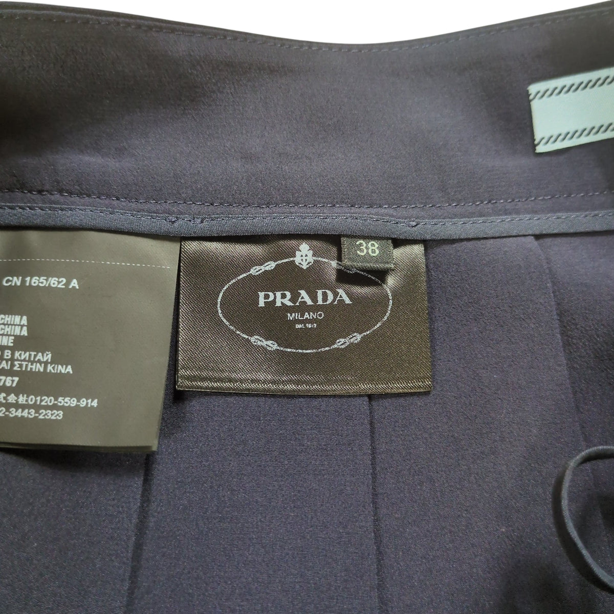 PRADA Silk Pleats Skirt Navy Size 38