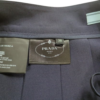 PRADA Silk Pleats Skirt Navy Size 38