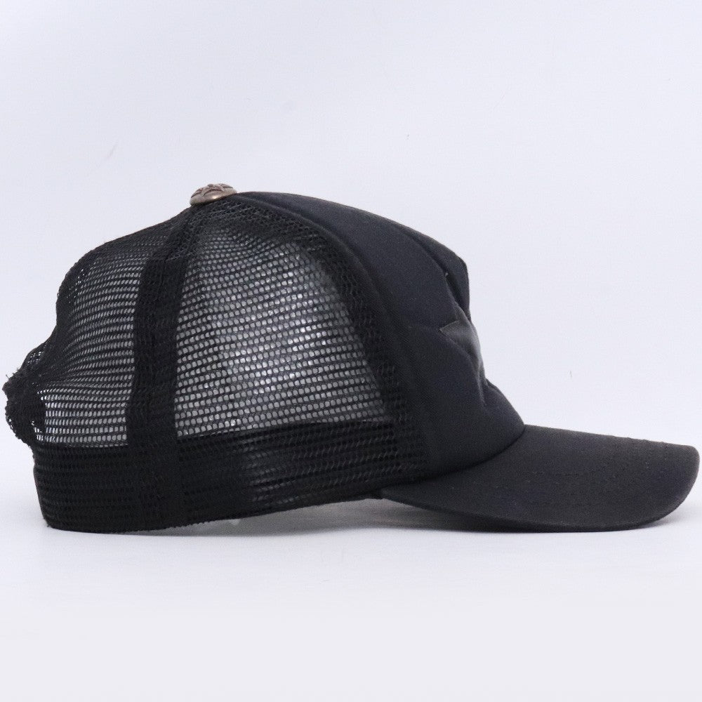 CHROME HEARTS Three Star Leather Patch Cap Black Size F