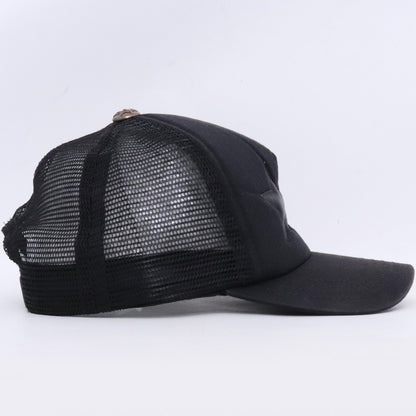 CHROME HEARTS Three Star Leather Patch Cap Black Size F