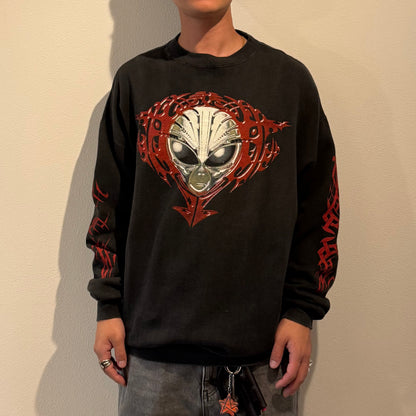 TRIBAL ALIENZ 90s-00s Alien Graphic Sweat Black Size XL