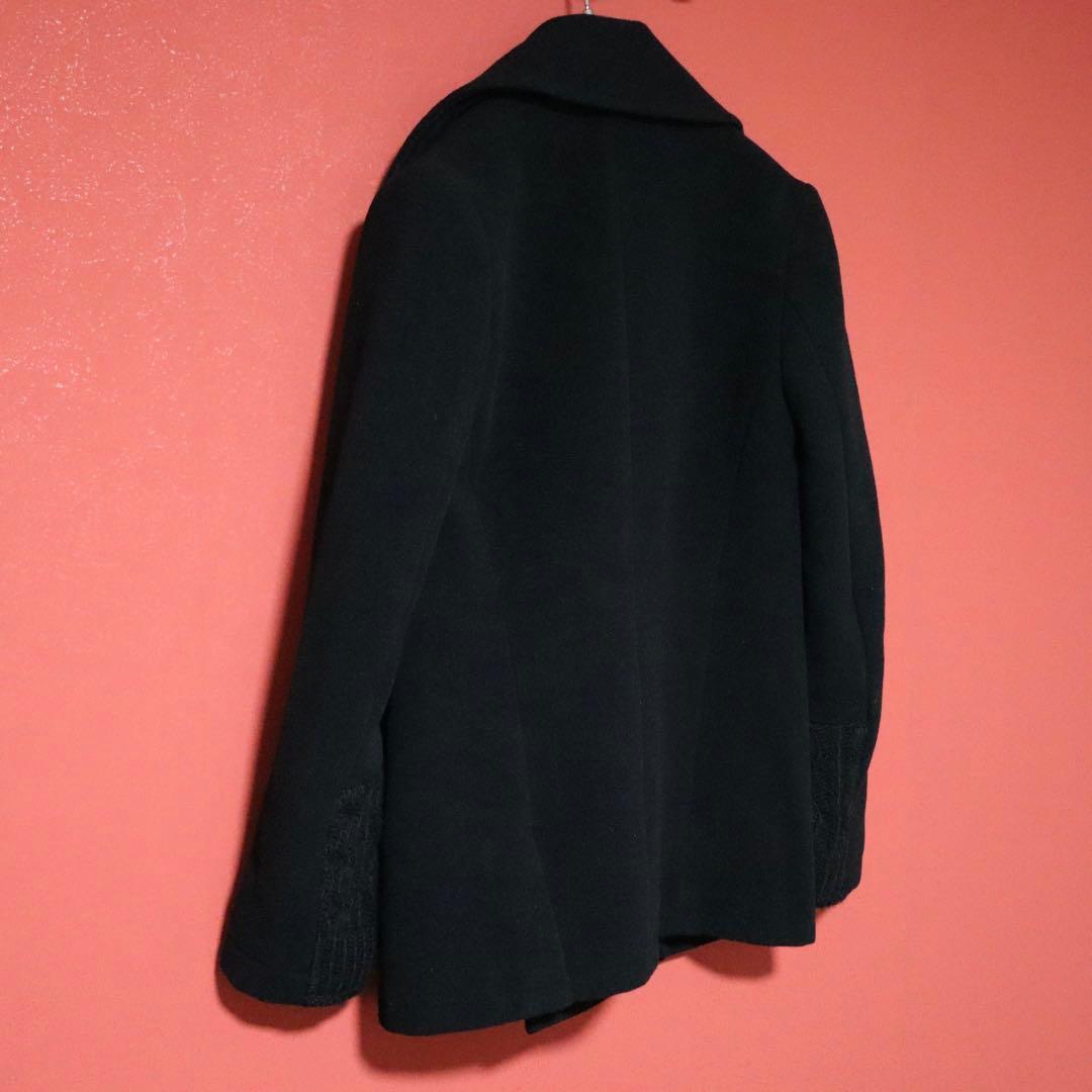 Y's 14AW Cable Knit Docking Melton Wool Peacoat Size 1