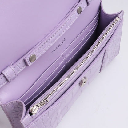 BALENCIAGA Hourglass Chain Wallet Purple Croc Emb. Bag Size F