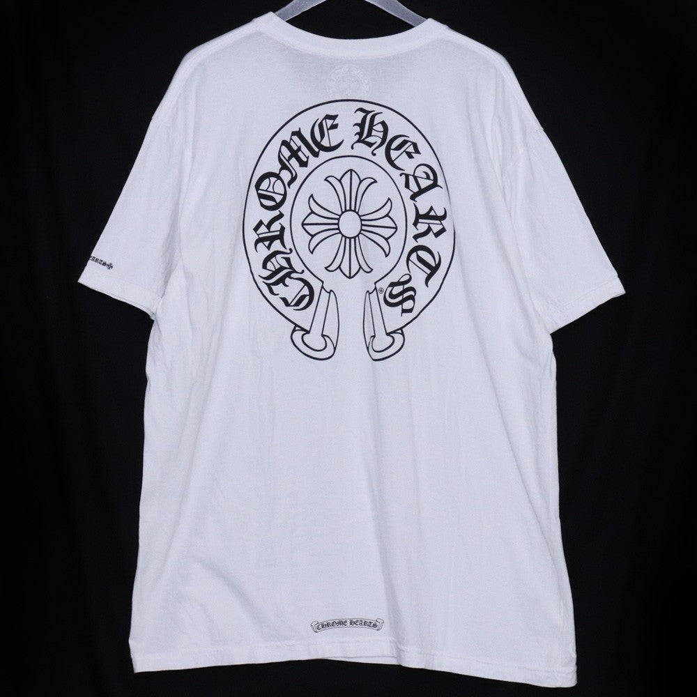 CHROME HEARTS Horseshoe Print Pocket T-Shirt White Size XXL