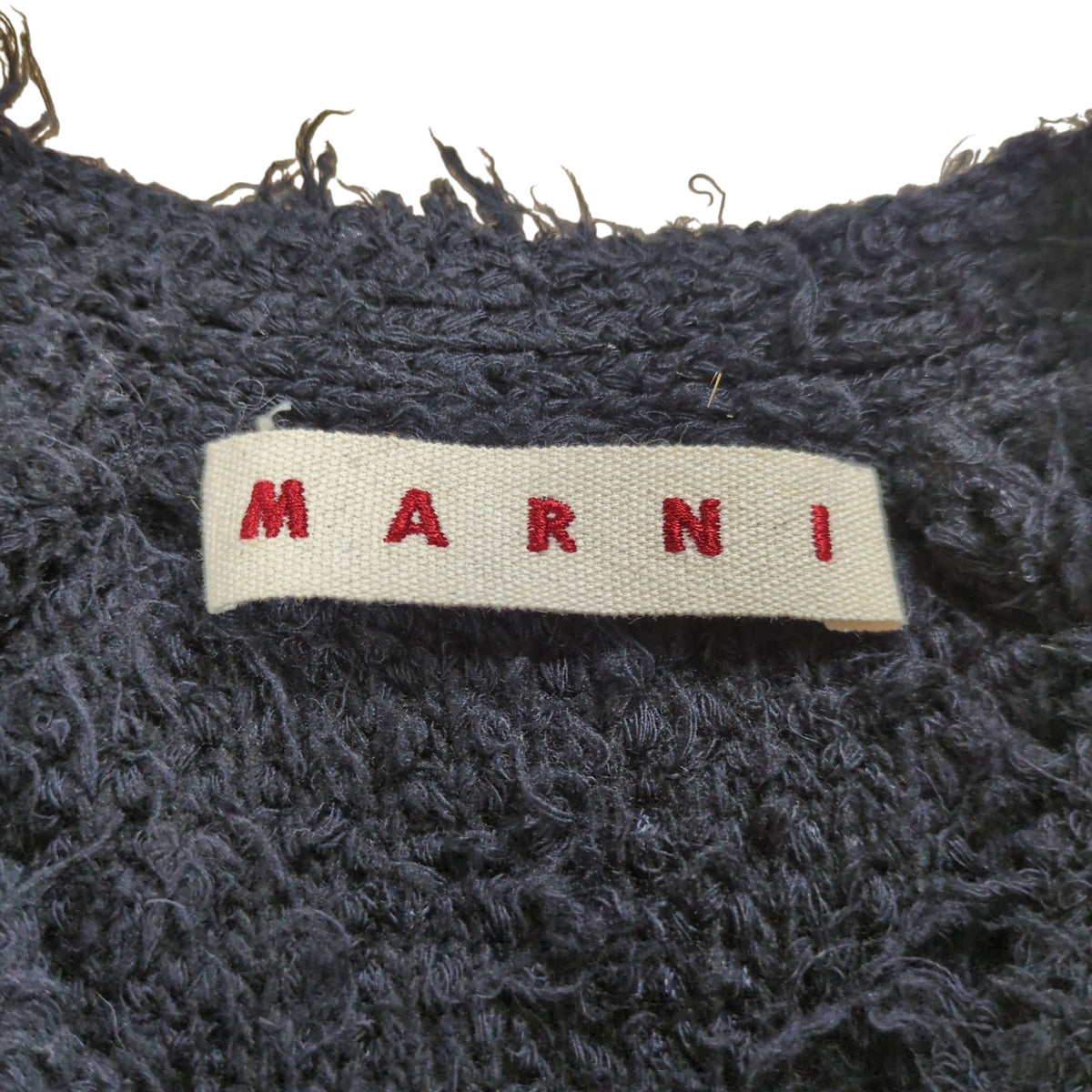MARNI Shaggy Wool Oversized Cardigan Black Size 38