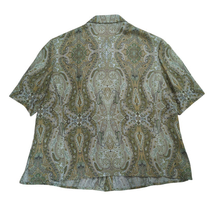 BURBERRY LONDON Paisley Linen Blend S/S Shirt Green Size 13