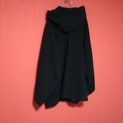 Yohji Yamamoto 23AW Black Oversized Wool Hooded Coat Size 1