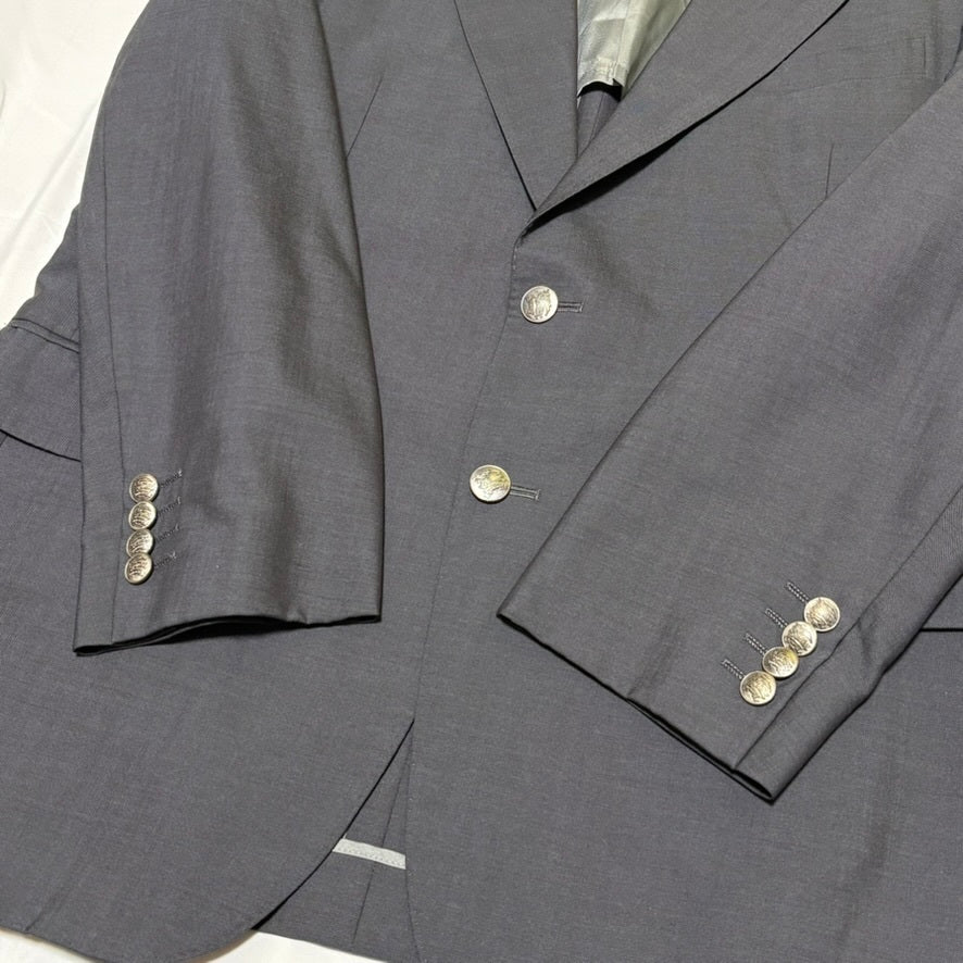 Burberrys 90s Blue-Gray Wool Tailored Jacket