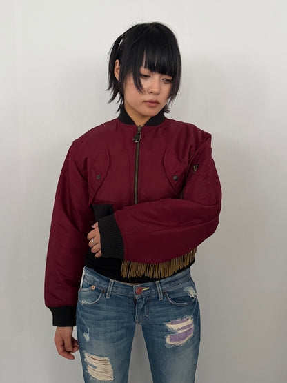Jeremy Scott Red Short Fringe Jacket Size S