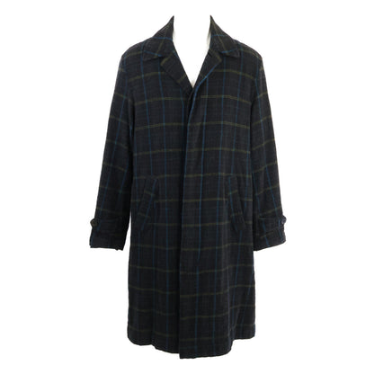 UNDERCOVER Black Plaid Wool Felted Long Coat Size 2