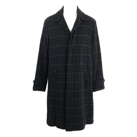 UNDERCOVER Black Plaid Wool Felted Long Coat Size 2