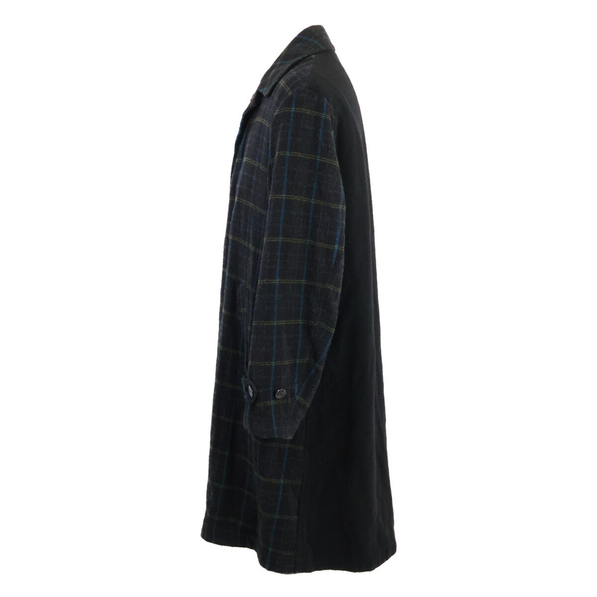 UNDERCOVER Black Plaid Wool Felted Long Coat Size 2