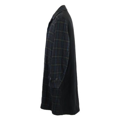 UNDERCOVER Black Plaid Wool Felted Long Coat Size 2
