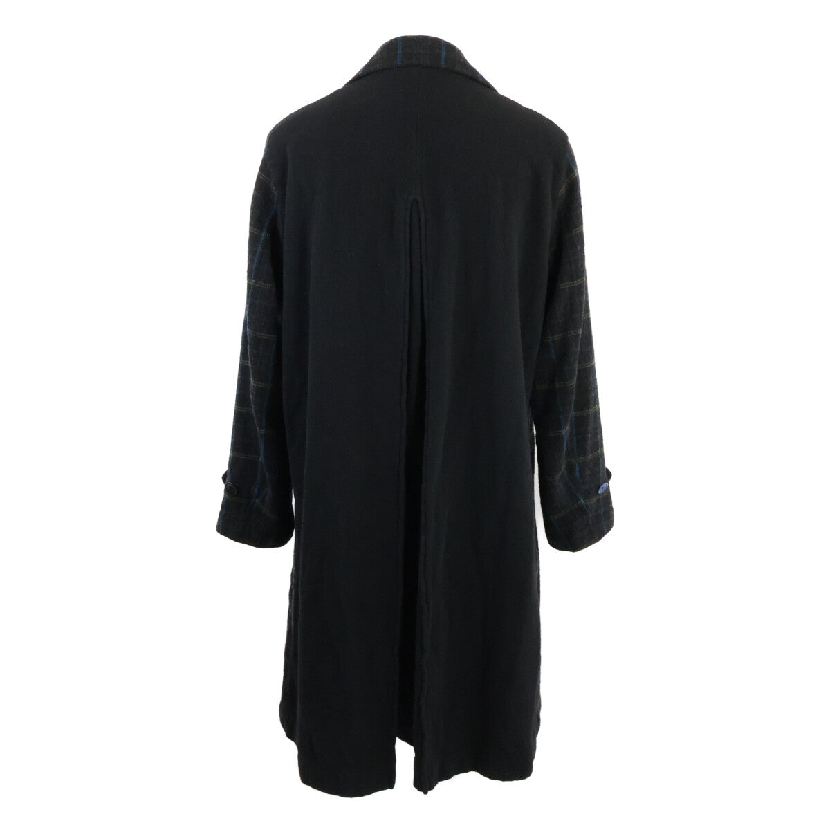 UNDERCOVER Black Plaid Wool Felted Long Coat Size 2