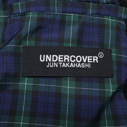 UNDERCOVER Black Plaid Wool Felted Long Coat Size 2