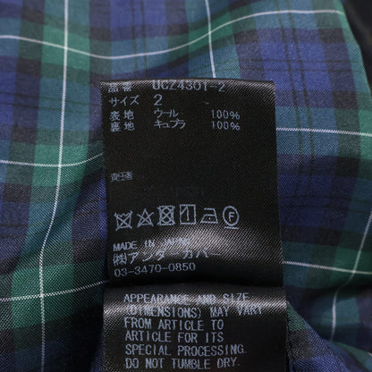 UNDERCOVER Black Plaid Wool Felted Long Coat Size 2