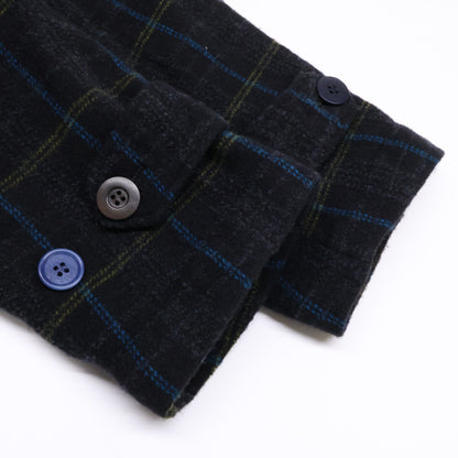 UNDERCOVER Black Plaid Wool Felted Long Coat Size 2