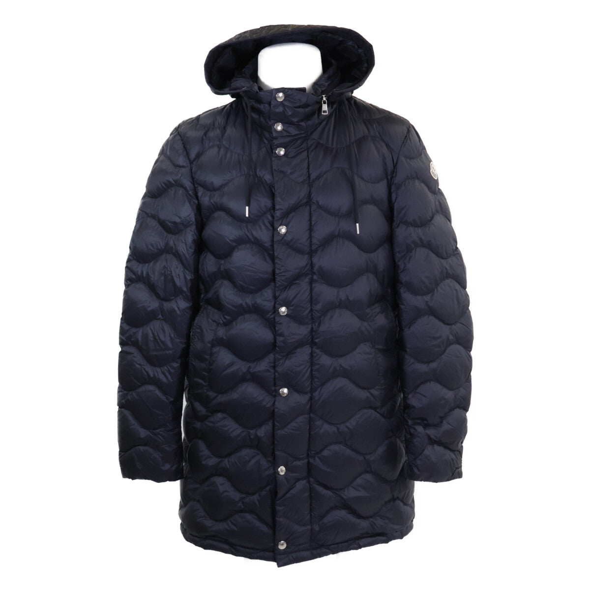 MONCLER DUBOC Hooded Quilted Down Coat Navy Size 3