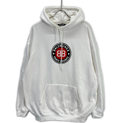 BALENCIAGA White Logo Cotton Hoodie Size S