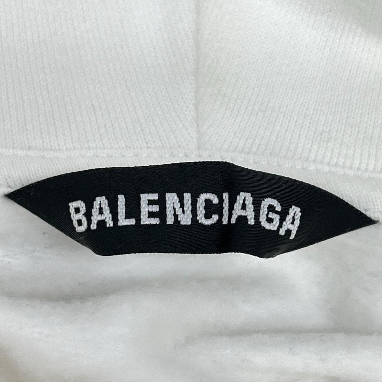 BALENCIAGA White Logo Cotton Hoodie Size S