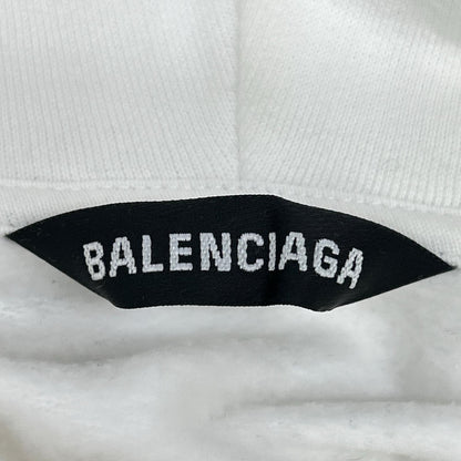 BALENCIAGA White Logo Cotton Hoodie Size S