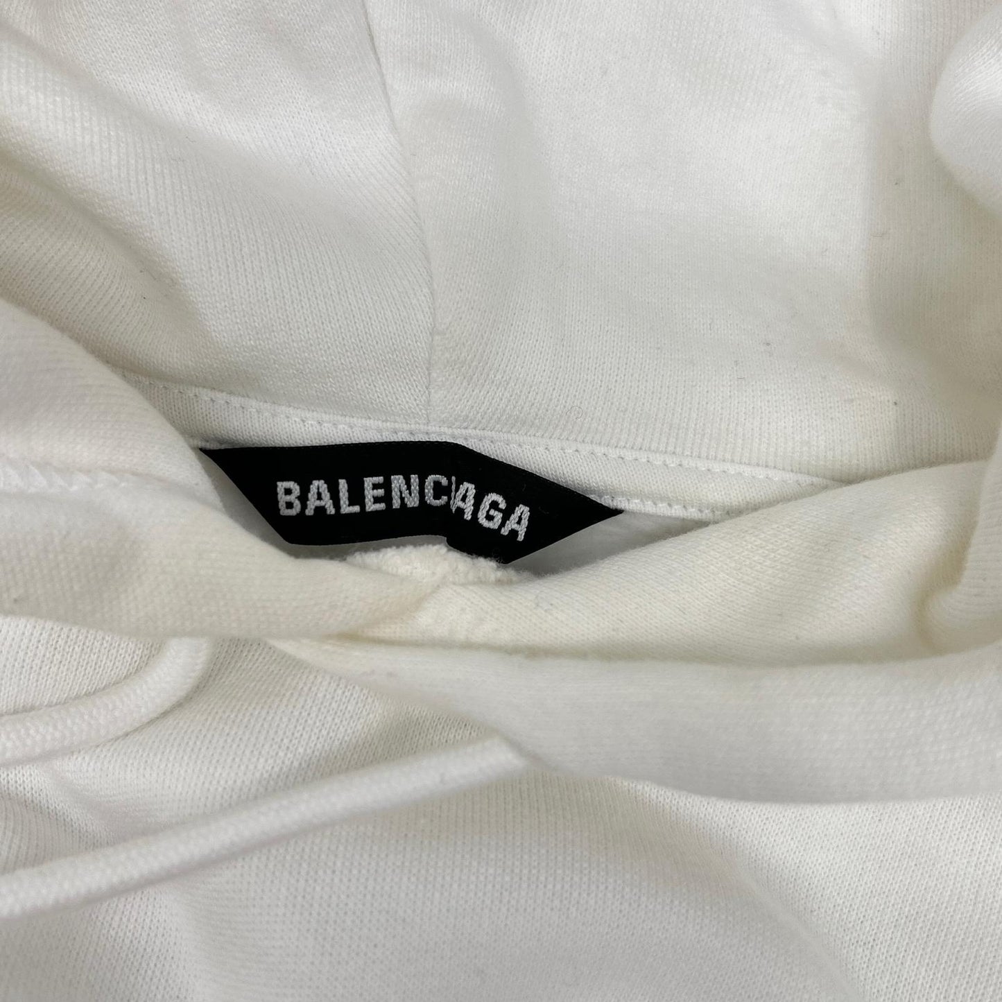 BALENCIAGA White Logo Cotton Hoodie Size S