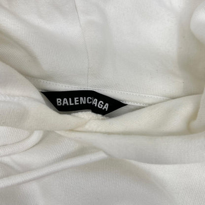 BALENCIAGA White Logo Cotton Hoodie Size S