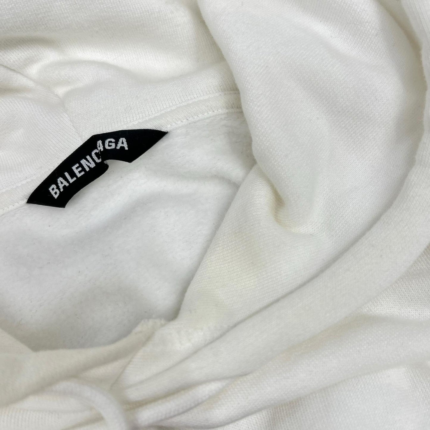 BALENCIAGA White Logo Cotton Hoodie Size S