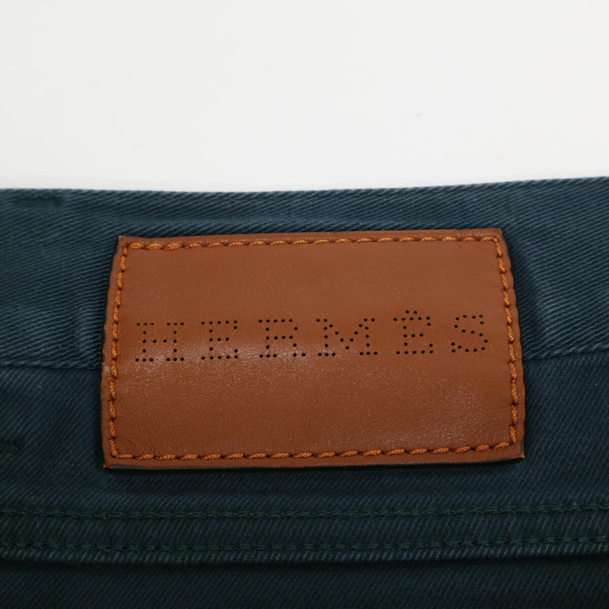 HERMES Green Sellier Button Denim Jeans Size 44