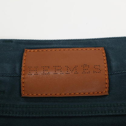 HERMES Green Sellier Button Denim Jeans Size 44