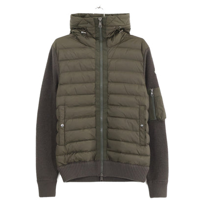 MONCLER Cardigan Hooded Down Knit Hybrid Jacket Khaki Size S