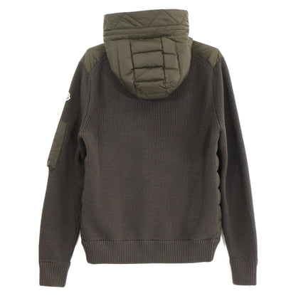 MONCLER Cardigan Hooded Down Knit Hybrid Jacket Khaki Size S